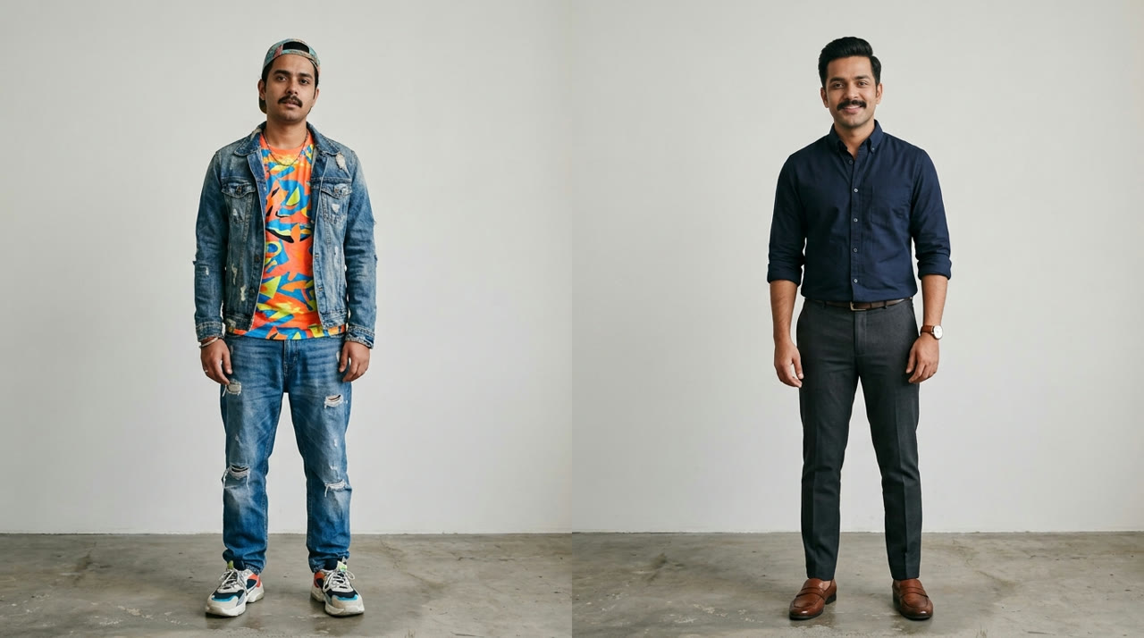 How to Dress for Your Age — before-and-after comparison for Indian men